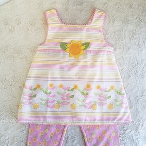 Sleeveless Stripe Sunflower Top Sunflower print lace hem capri-leggings Gymboree